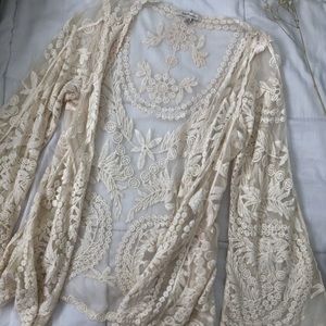 Cozy Casual Boho Cream Lace Cardigan